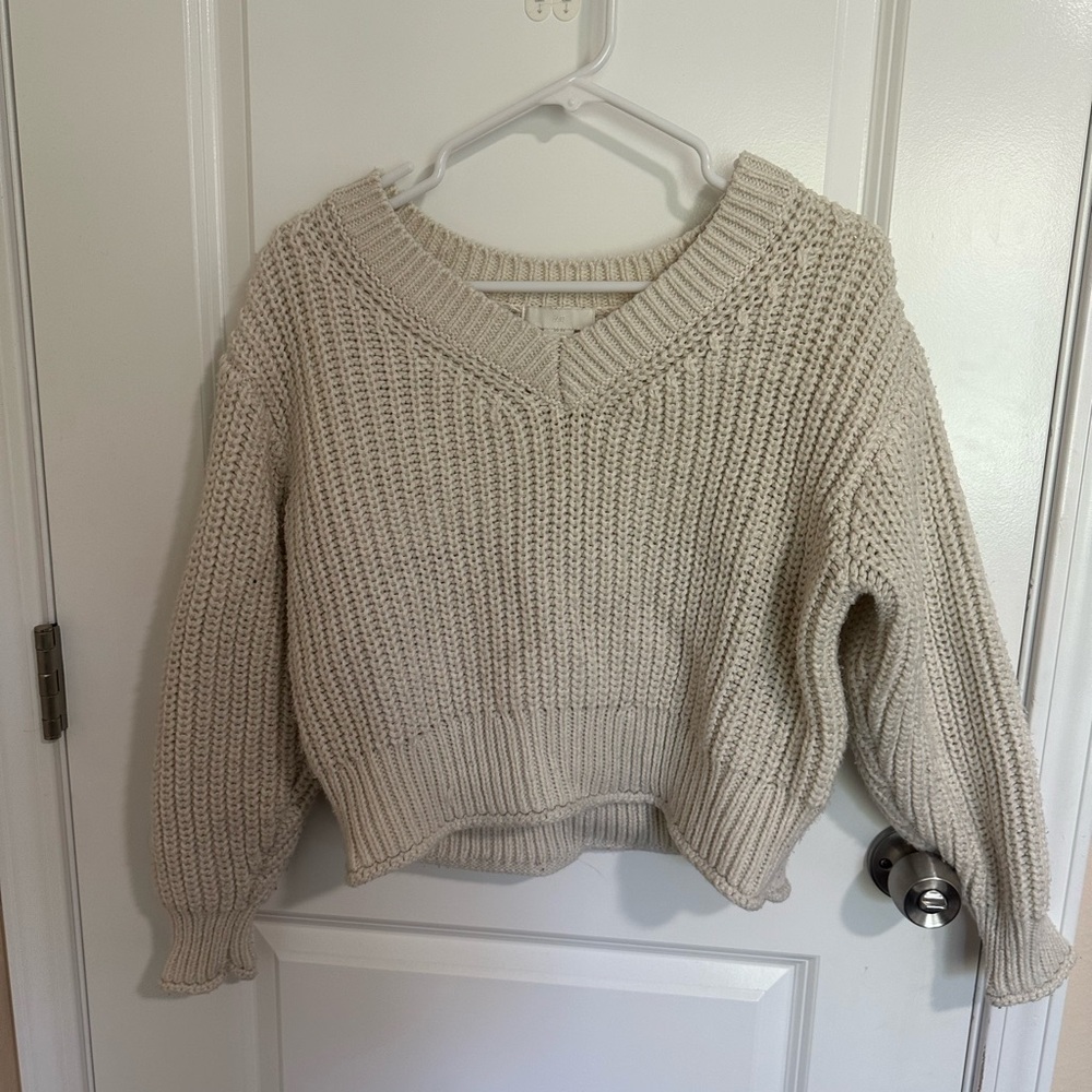 White/Beige Knitted Sweater-H&M